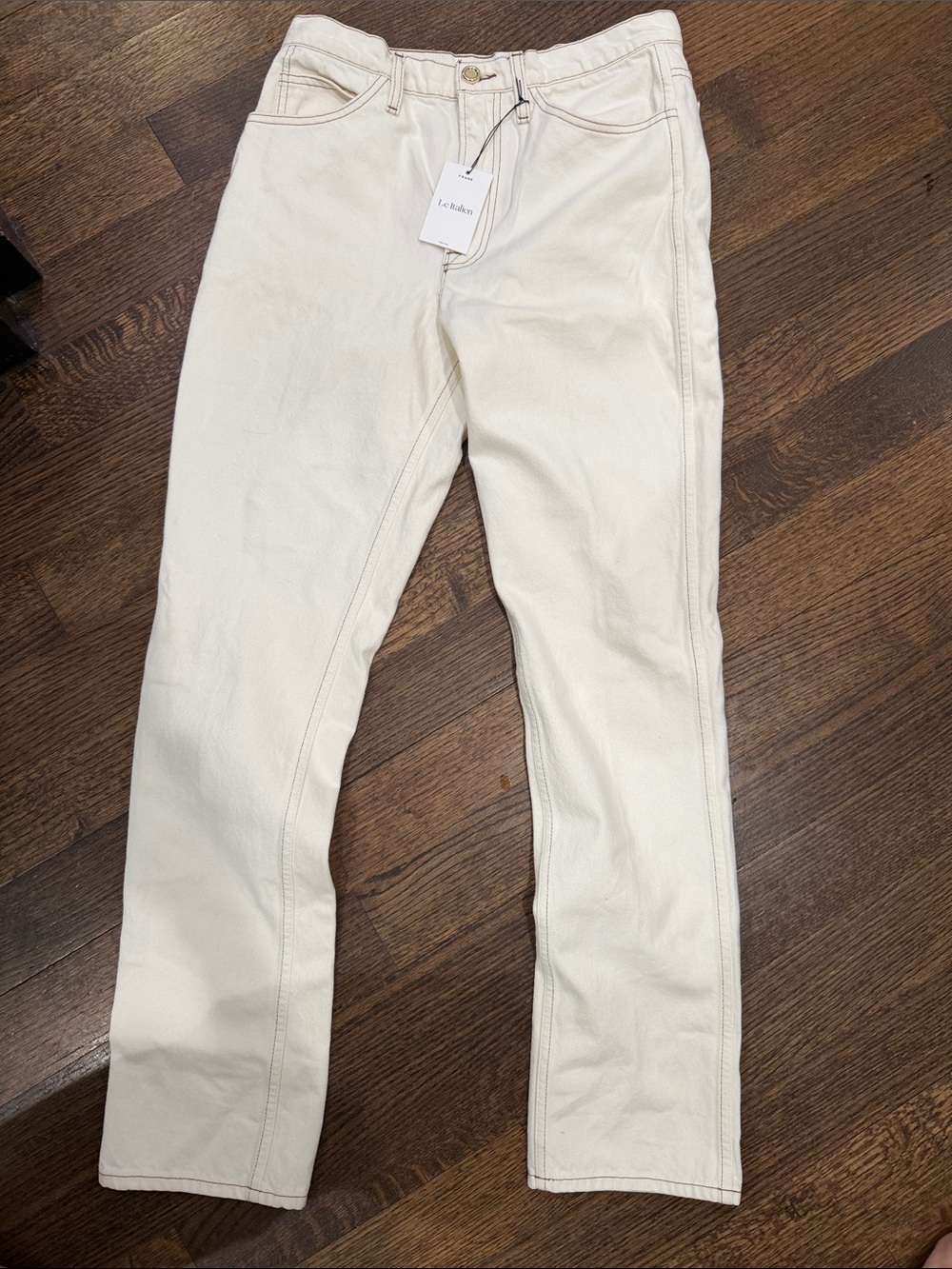 NWT Frame Denim Off-White Jeans with Contrast Stitching